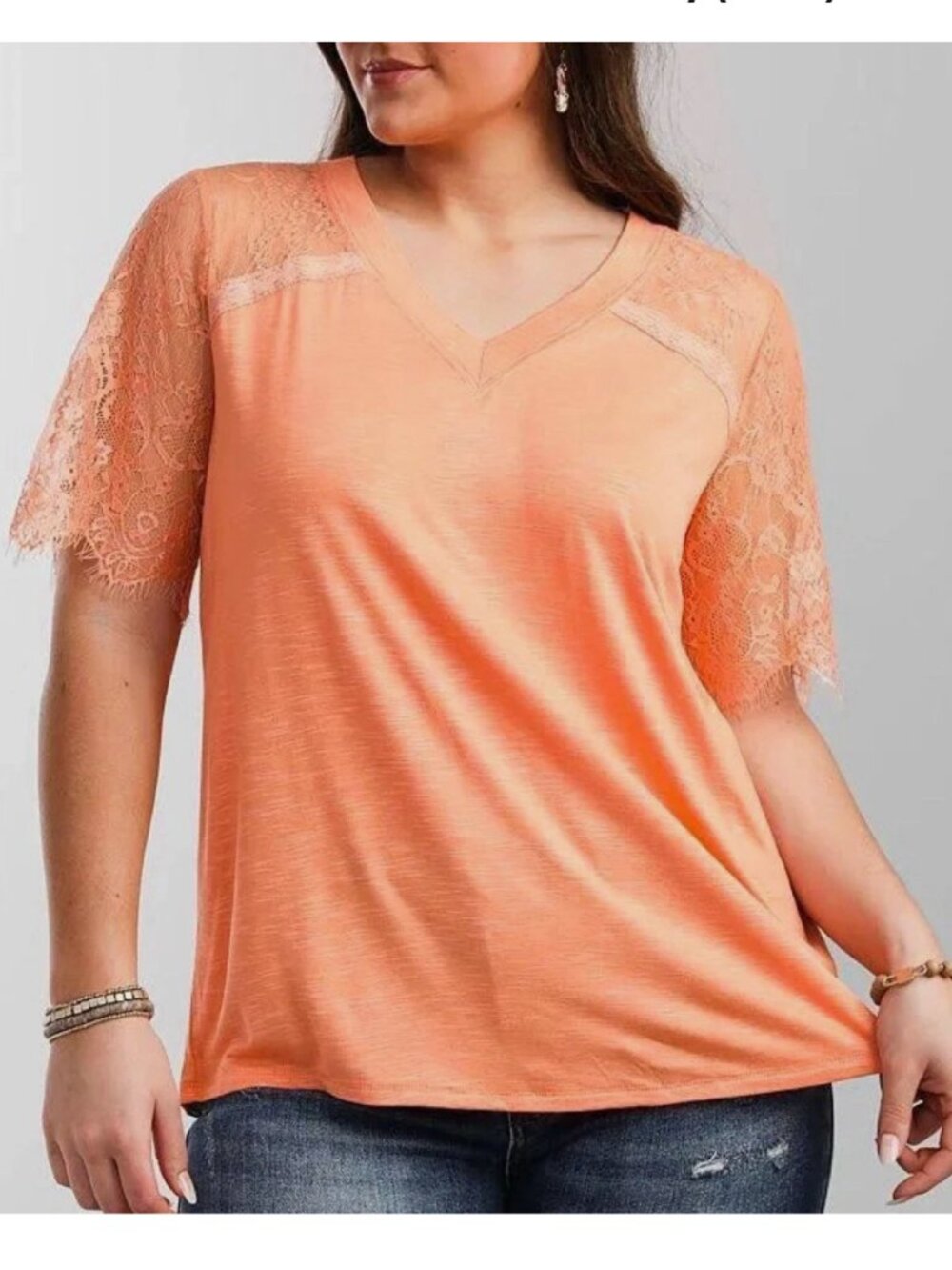 Buckle Daytrip Women's Lace TEE Apricot XS Oversized NWT